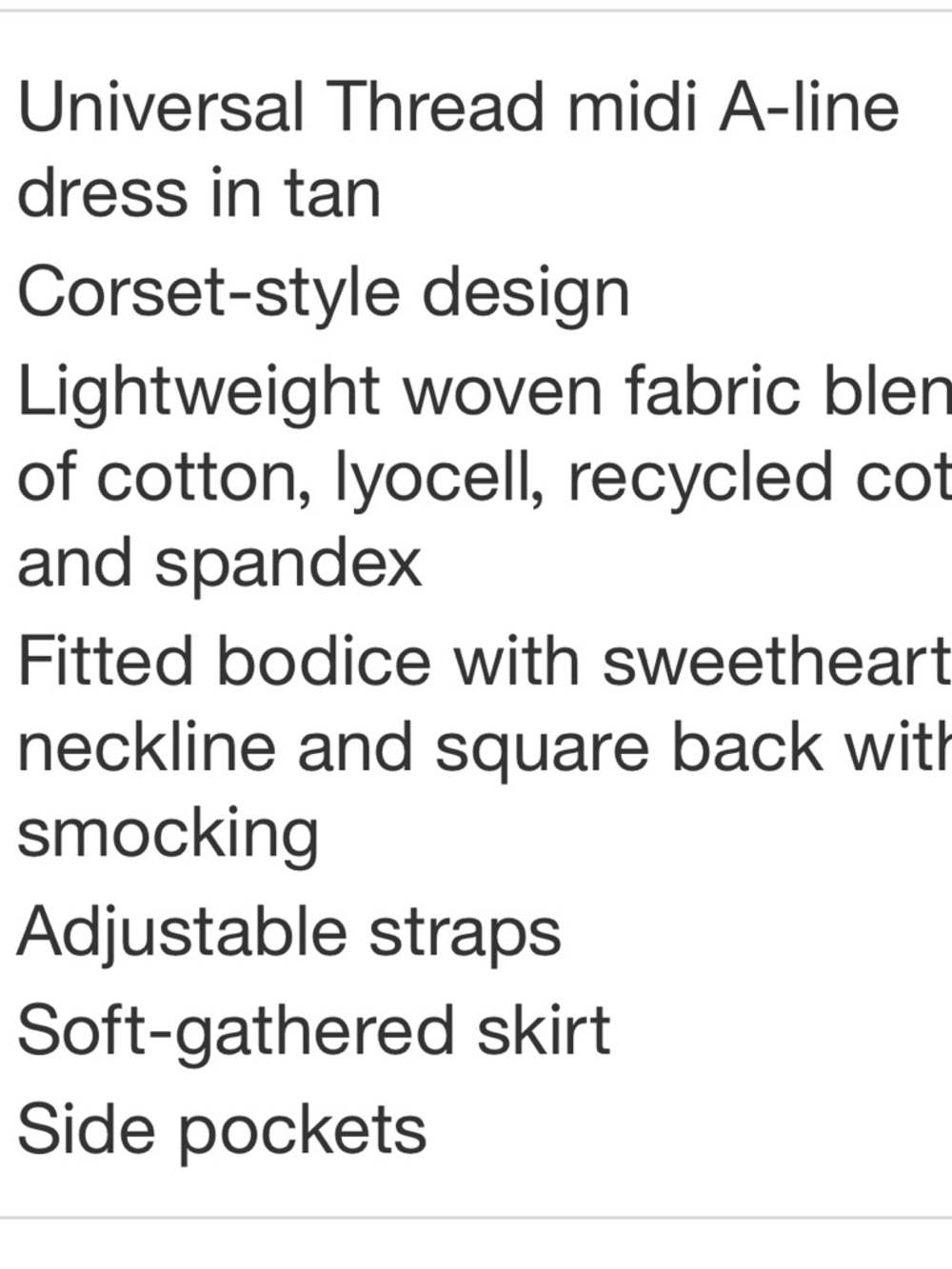 UNIVERSAL THREAD NWT Women's Corset Midi A-Line Dress -tan -XS - Picture 4 of 7